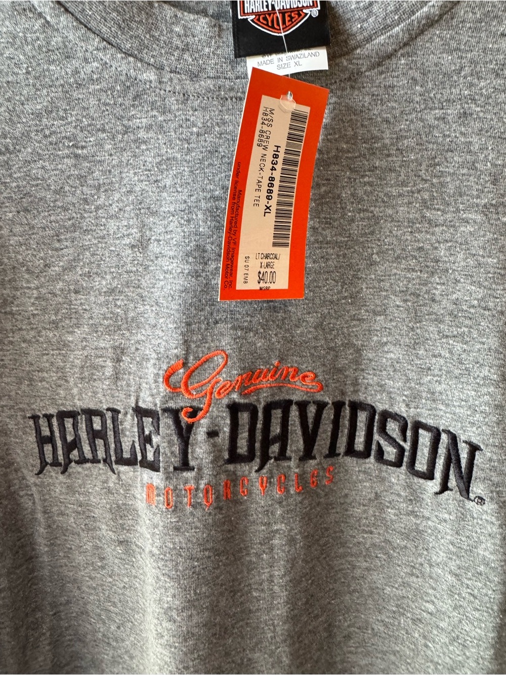 Men’s XL Harley-Davidson Men's charcoal Gray Short-Sleeve Logo embroidered Shirt